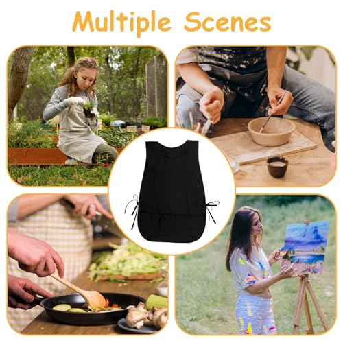 Larrel Cleaning Apron,Smock Apron Cleaning Aprons for Housekeeping Art Smock Painting Aprons for Adults Cobbler Unisex Waterproof Smocks with 2 Deep Pockets Art Smocks for Adults(Black)