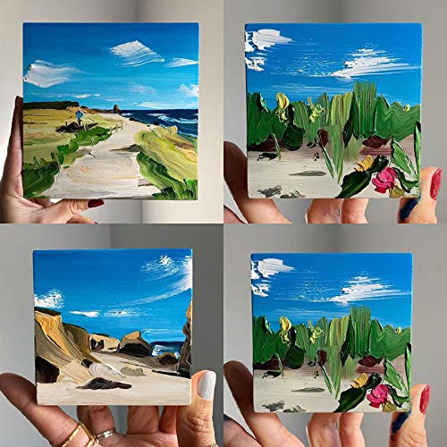 CBtone 24 Pack Small Stretched Canvas for Painting, 6x6 Canvas 1 Inch Profile Cotton White Professional Blank Canvas, Square Framed Canvas for Oil Acrylic & Pouring Art
