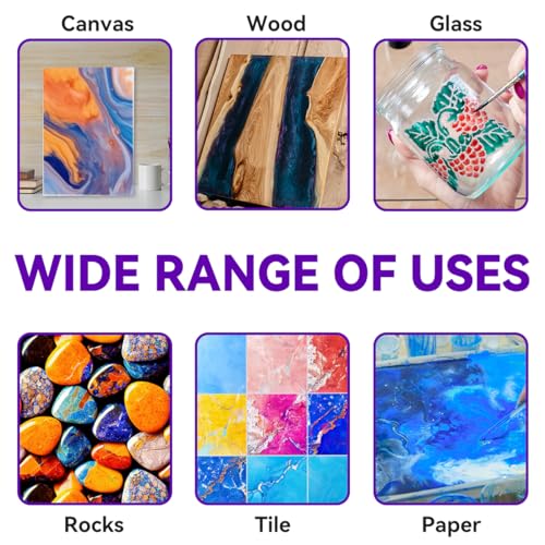 OPHIR Premixed Acrylic Pouring Paint Kit, 3.8OZ/Bottles, White,Green, Azure, Leaf Green, Sky Blue, Metallic Blue, High Flow Water-Based Pour Paint Supplies for Pouring on Canvas, Wood, Rocks, 6 Colors - color: Green Earth Colors Set (6 Bottles)