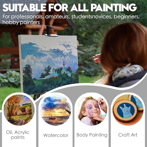 Paint Brushes 14PCS Set - Bougimal Professional Wood Paint Brush for Acrylic/Watercolor/Oil Painting, Kids & Adults Detailing Brush - Art Supplies Great for Canvas, Fabric, Rock, Face Painting