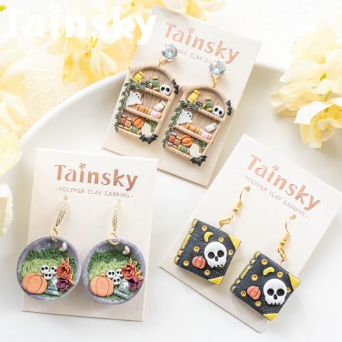 Tainsky Halloween Bookshelves Polymer Clay Cutters, 17 Shapes for Fall Bookcases Polymer Clay Cutters for Earrings - color: Bookshelf