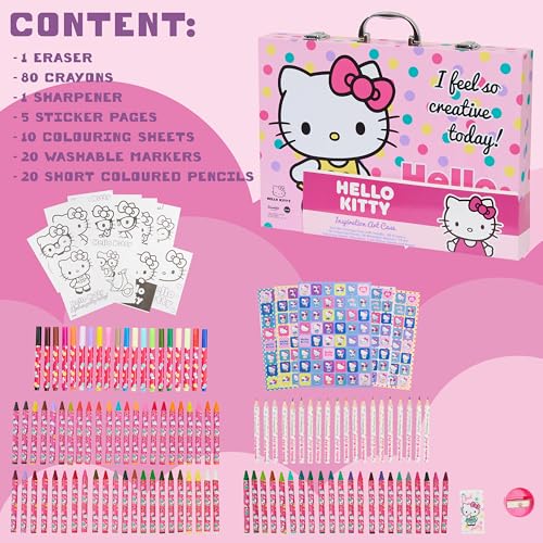 Hello Kitty Colored Pencils Art Supplies Drawing Kit School Supplies Painting Girls Drawing Pencils Art Kit Travel Case with Crayons Arts and Crafts for Kids 4-12