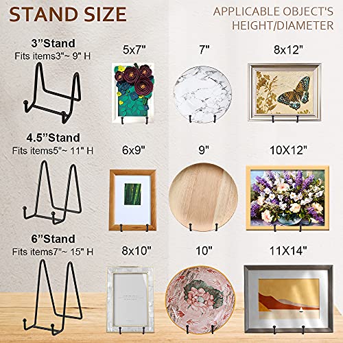 Artliving Plate Stands for Display - Iron Easel Stand Plate Holder Display Stand Picture Frame Stand for Pictures | Photo|Decorative Plate |Dish | Tabletop Art - 4.5 inch-Black(2 Pack) - size: 4.5“(2 pack)