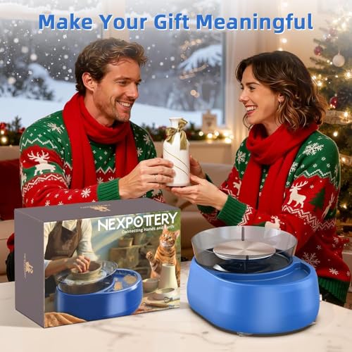 6 inch Home Pottery Wheel for Pottery Craft - Complete Pottery Kit for Beginners, Two-Way Rotation, 2.2lb Air Dry Clay, Arts and Crafts Sculpting Tools, Craft Gifts - color: Blue