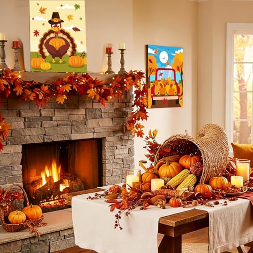 Sherr 12 Pcs Pre Drawn Canvas Pre Printed Canvas for Adults Sip and Paint Party Canvases Painting Kit for Summer Easter Mother's Day Party Favor(Autumn Harvest,8 x 10 Inch) - size: 8 x 10 Inch, style: Autumn Harvest