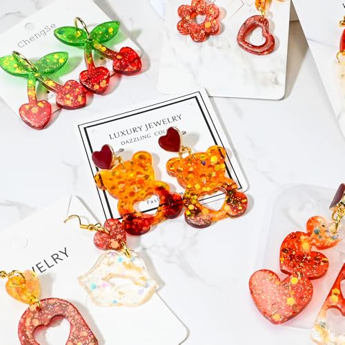 104Pcs Resin Molds Set for Women, Cute Designs with Accessories, Silicone Jewelry Molds for Resin Epoxy Keychain Earring Pendant Crafts Making - color: 104Pcs Resin Jewelry Molds