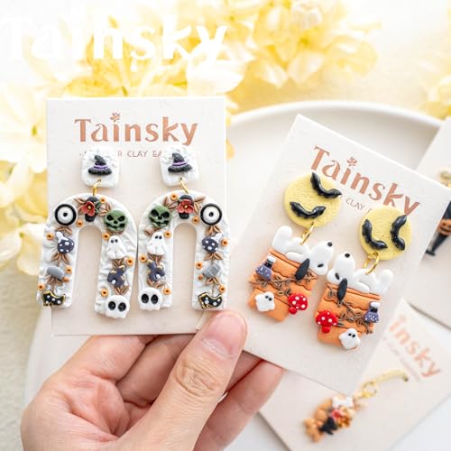 Tainsky Halloween Micro Polymer Clay Cutters for Earrings Making, 8 Shapes Mini Polymer Clay Cutters for Earrings (Holiday-B) - color: Micro-B