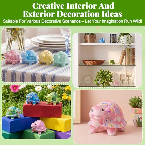 Ferrochef 12 Pack Paint Your Own Ceramic Turtle DIY Craft Kits Unpainted Ceramic Turtle Bisque 3D Paintable Animal Figurines Art DIY Party Favors for Home, Classroom Birthday Parties - style: Turtle