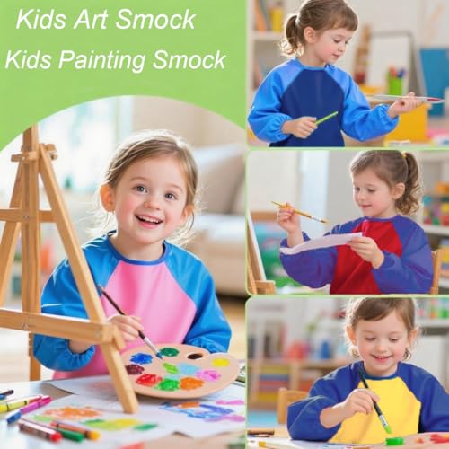 2 Pack Kids Art Smock Waterproof with Long Sleeve and 3 Roomy Pockets Artist Children Aprons for Toddlers Age 3-8 Painting Crafts(Yellow) - color: 2 Pack Yellow