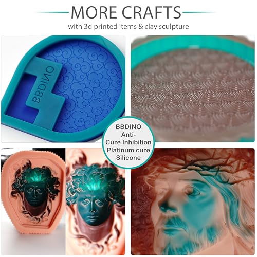 BBDINO Platinum Silicone Mold Making 31A Special for 3D Printing Mold 1100g | Anti Cure Inhibition 1A:1B Mix Self Degassing 3h Fast Cure Silicone for 3D Printing Project & Clay Sculpture Molds Making