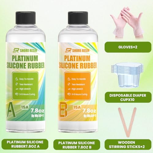Platinum Silicone Mold Making Kit 16 oz, 15A, 1:1 Self-Degas | 16 oz platinum silicone, 1:1 mix, flexible 15A, self-degassing flow and fine-detail casting for reusable craft molds. - size: 16 OZ