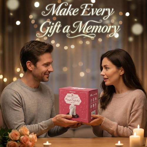 Falling in Art Hand Casting Kit Couples - Keepsake Plaster Hand Mold Kit for Family, Kids, Adults with Large Bucket, Gloves, Powder Materials, Color Paints, Wooden Base, Valentine's Day Gift - size: Hand Casting Kit