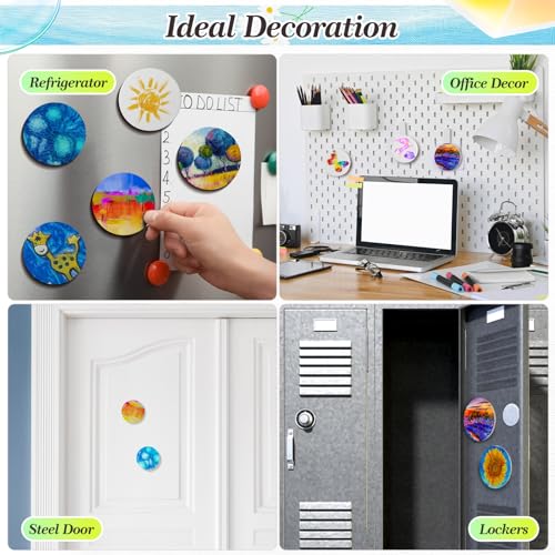 Nezyo 75 Pieces Magnetic Painting Canvas Panel Mini Canvas Boards Mini Canvases Tile Art for Painting Magnetic Fridge Locker Art Paints Crafts DIY Kit(Round,2.5 Inch) - size: 2.5 in, style: Round