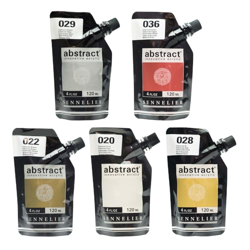 Sennelier Abstract Acrylic Set, 120ml, Metallic, 5-Colors - color: Metallic, style: POUCH