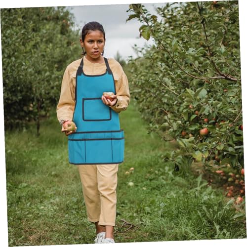 ORFOFE Gardening Apron with Multi-pocket Tool Storage Sleeveless Work Apron for Men and Women Sky-blue Artist and Garden Toolkit Protector for Clean Clothes