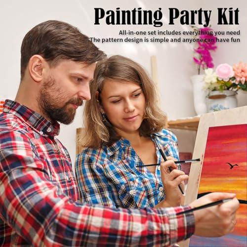 VOCHIC Sip and Paint Kit,Pre Drawn Canvas Couples Paint Party Kit Painting Art Set for Adults Date Night Sunset Beach 2 Pack (12 x 16 Inches, Dancing Couple) - size: 12x16, style: Dancing Couple