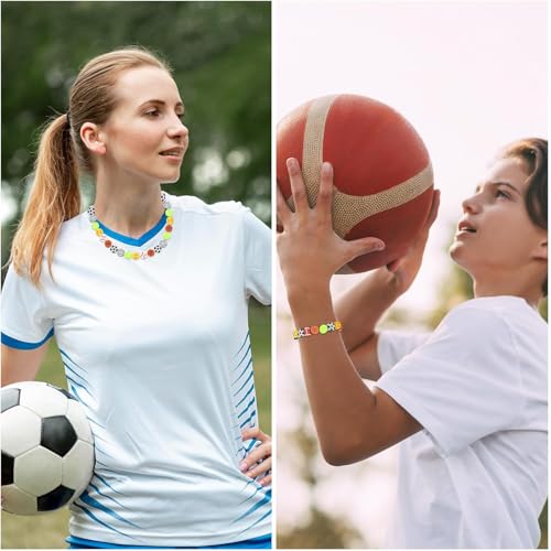 1000PCS Polymer Clay Beads for Bracelet Making, 24 Style Sports Charms incl. Baseball Basketball Soccer Football Rugby Volleyball, DIY Jewelry Making Supplies Kit - color: C+Style