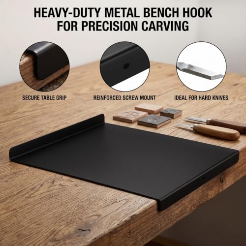 ElaraBerry 14.5" x 12.5" Extra Large Bench Hook Metal Inking Plate for Block Linoleum Printmaking Supplies Printing Carving Printmaking Tool, Heavy Duty Metal with Screw Studio Grade