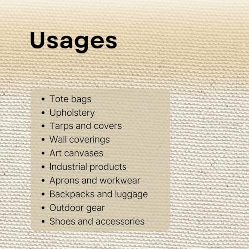 Natural Cotton Duck Canvas 10 Oz –72-Inch Wide x 50 Yards Length - Durable Fabric for Tote Bags, Upholstery, Crafts, Backpacks, Art Projects & DIY Crafts - size: SF-10oz 72-50