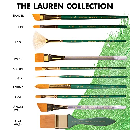 Princeton Lauren Round Brush, Synthetic, Short Handle, Size 0, 1 Count - color: Evergreen, size: Size 0