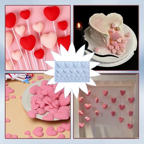 Heart Silicone Mold 25-Cavity Heart Shape Resin Molds 3D Love Heart Shaped Casting Jewelry Epoxy Mold for DIY Pendant Necklace Earring Charms Crafts