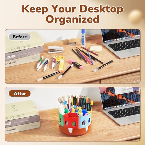 GAMENOTE Rotating Art Supply Storage Organizer, Lazy Susan Office School Supplies for Kids Desk Organizers and Homeschool Supplies Craft Caddy Classroom Organization (Small) - size: Small, 8"d x 5"h