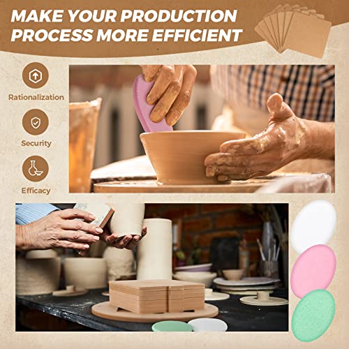 Pinkunn 22 Pcs Bat System for Pottery Wheel Clay Pottery with Removable Inserts 2 Pack 12'' Round Outer and 20 Pack 7'' Square Inner Bat with 3 Sponge for Potters Clay Artist