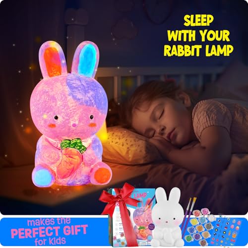 LAOESE Paint Your Own Bunny Lamp Kit, Art Supplies Painting Kits for Kids, Arts and Crafts for Kids Ages 8-12, Bunny Toys Girls Boys Birthday Gifts for Kids Ages 3 4 5 6 7 8 9 10 11 12+ - style: Bunny