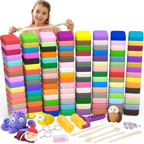 169 Pcs Air Dry Clay 120 Colors Modeling Model Magic Clay for DIY Molding Starter Kit with Sculpting Tools,Ultra Light Soft Non-Toxic Arts & Crafts Gift for Boys Girls Birthday Party Favors