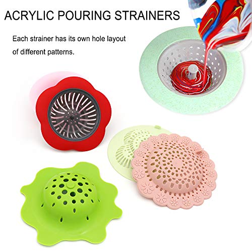 11” Rotate Turnable Sculpting Wheel with Acrylic Pouring Strainers Scraper Cone Painter Support Stands Gloves Painting Tools Unique Pattern Train Art Supplies-20 P