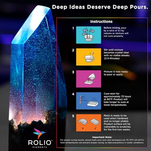 Rolio Deep Pour Epoxy Resin Crystal Clear 3 Gallons - Easy to Mix Self Leveling Kit 2:1 Ratio Fast Cure Ideal for River Table, Wood, Casting, Preservations, Jewelry, Art Crafts DIY Projects - size: 3 Gallon