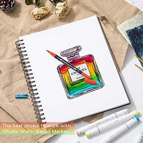Ohuhu Mix Media Pad, 8.8" x 11.6" Mixed Media Art Sketchbook, 120 LB/200 GSM Heavyweight Papers, 62 Sheets/124 Pages, Spiral Bound Mixed Media Paper Pad for Acrylic, Painting Christmas Gift - size: 8.8" x 11.6"