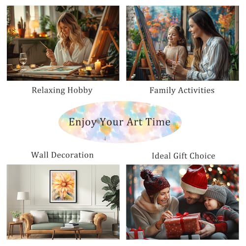 Natuyalo Framed Paint by Number Kits for Adults Beginners, Forest Path Easy Acrylic Adult Paint by Number Kits, Autumn Landscape DIY Painting by Numbers Kits with Frame 12x16 Inch - color: Color-03