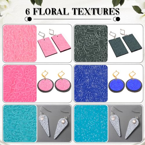 XunYee 23 Pcs Polymer Clay Texture Sheets for Earrings Jewelry Making 17 x 25 Boho Clay Fondant Texture Mats for Pottery Earrings Jewelry Making DIY Crafts