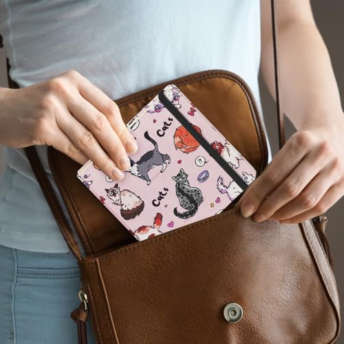 Square 4.8x4.8 inches 80gsm 96sheets/192 Pages Notebooks Blank Sketchbooks Travel Journal Pocket Hardcover Paint Writing Diary Memo Planner Cloth Cover. Pink Cat - color: Cloth Cover-4.8x4.8in-Pink Cat