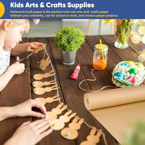 Vanhench 48"x 2400" (200') Brown Jumbo Roll Wrapping Paper, Kraft Craft Paper Roll for Bulletin Board Kids Arts Crafts Packing Shipping Poster Construction, Thanksgiving Christmas Wrapping Paper - color: Brown, size: 48" X 200'