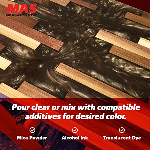 MAS Epoxies Deep Pour X Epoxy Resin Kit, 1.5-Gallon, (1-Gal Resin + 0.5-Gal Harderner) for Casting, Encapsulating, Fill Large Voids, River Tables, Sculptures, Live Edge Wood Tables - size: 3 Gal