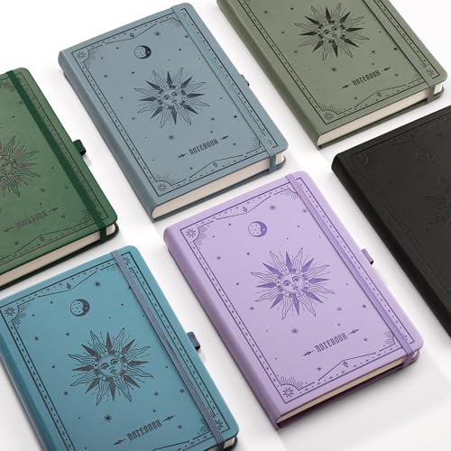 EMSHOI Dotted Journal Notebook, 320 Pages, A5 Small 5.75"x8.38", PU Leather Hardcover, 100 GSM Thick Paper, 5mm Dot Grid Notebook for Journaling, Planning, Drawing, Writing, Black - color: Black, size: A5 Dotted