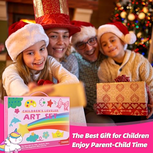 Art Supplies 332 Piece Drawing Art Kit Gifts for Girls Boys Kids Teens Gifts Art Set Case with Double Sided Trifold Easel, Stickers, Sketch Paper, Coloring Book, Pastels, Crayons, Pencils (Pink) - color: Pink