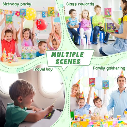 Scratch Art Party Favors for Kids 8-12: 24 Pack Dinosaur Rainbow Scratch Art Notebook, Easter Basket Stuffers, Coloring Books Goodie Bags Stuffers, Classroom Birthday Gifts for Student - style: 24 Pack Dinosaur