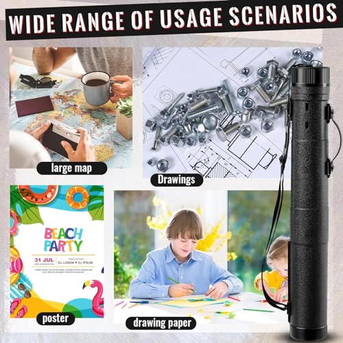 4 Pcs Large Extendable Poster Tubes from 30'' to 49' with Strap Poster Carrying Case Telescoping Tube Portable Blueprint for Posters, Blueprints, Artwork, Map Storage(Hardened Style) - style: Hardened Style