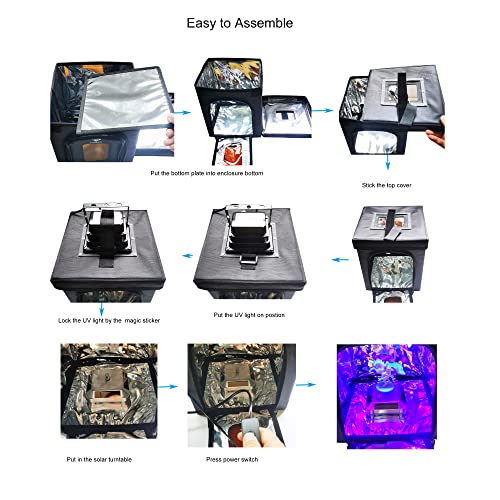 3D Printer Resin Curing Station DIY Curing Enclosure with UV Light UV Lamp Solar Turntable for 405nm UV Resin SLA DLP LCD 3D Printer Solidify Model