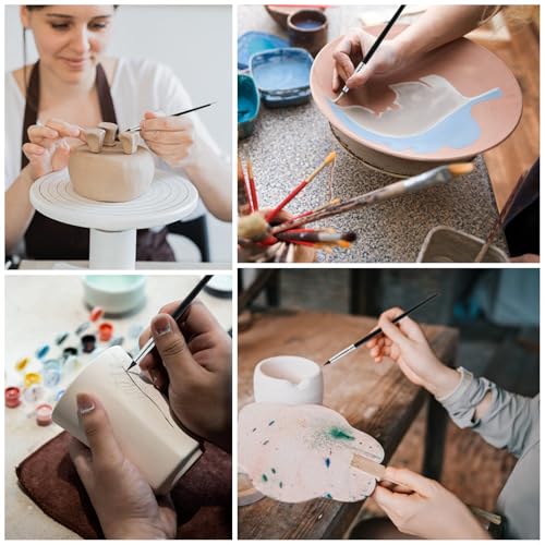 10PCS Silicone Paint Brushes Artwork Shaping Pen Flexible Clay Thick and Thin Tip for Carving Professional Sculpting Tools Mirror Powder Application Black