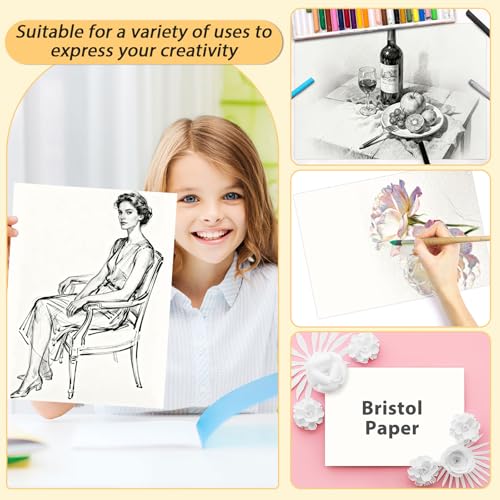 gisgfim 50 Sheets Bristol Paper Smooth 9×12 inches 100lb/270g Artist Paper for Adults and Students Markers Pen and Ink - size: 9×12
