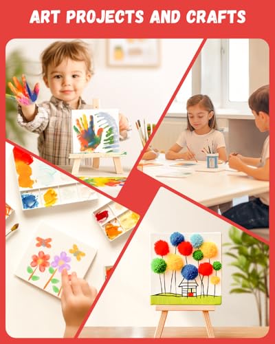 Simetufy 24 Pack 4x4 Inch Mini Canvas Boards Painting Panels, 100% Cotton Primed Acid-Free for Oil, Watercolor & Acrylic Painting, Art Projects - size: 4"x4"