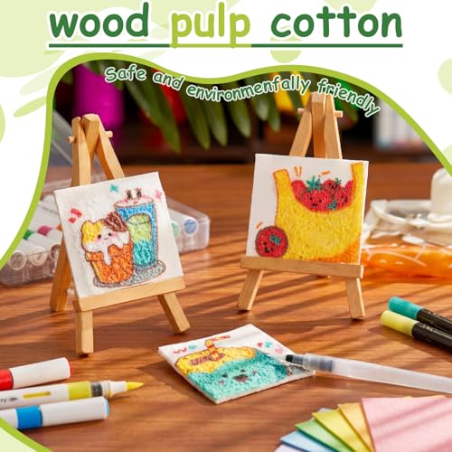 Dunzoom 100 Pcs Square Magic Puffy Paint Paper 3.35 * 3.35 in Magic Foam Texture Painting Kit Foam Texture Paper 3D Drawing Sponge Canvas DIY Art and Craft Supplies Kids - size: 3.35 x 3.35 in, style: Square