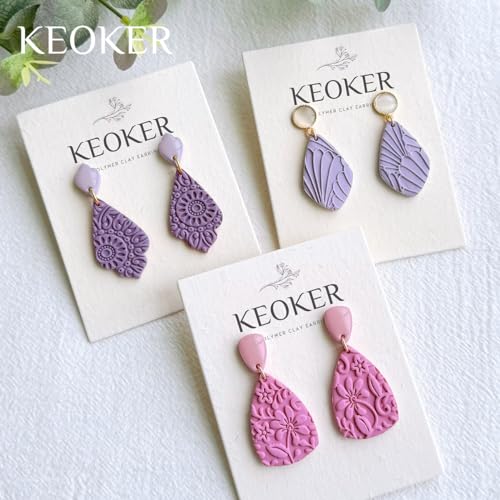 KEOKER Polymer Clay Texture Roller Making Earrings, Like Polymer Clay Texture Sheets, Great Work with Polymer Clay Cutters - color: Floral B