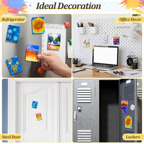Nezyo 75 Pieces Magnetic Painting Canvas Panel Mini Canvas Boards Mini Canvases Tile Art for Painting Magnetic Fridge Locker Art Paints Crafts DIY Kit(Square,2 1/5 x 3 in) - size: 2.2 x 3 in, style: Square