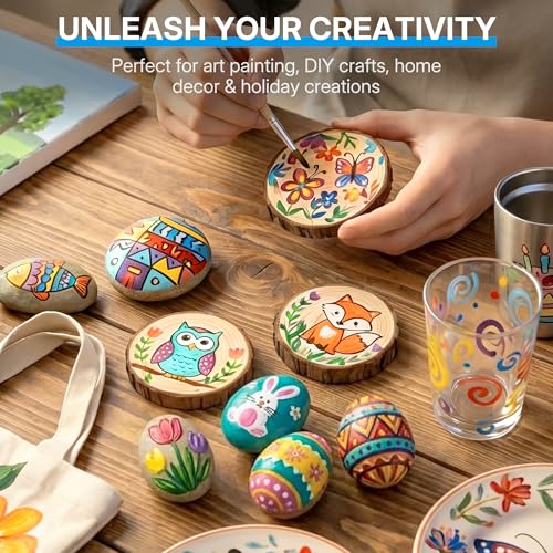 WUO 12 Colors Acrylic Paint Set, 250ml/8.45oz Bottles Acrylic Paint, Large Bulk Rich Pigment, Non-Toxic Waterproof Multi-Surface Painting Supplies for Artists Beginners on Canvas Wood Rock Crafts - color: 12 Colors