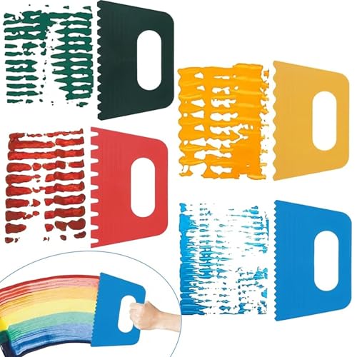 7PCS Color Paint Scraper Plastic Texture Art Tool for Art Painters Cream Scrapers DIY Handcrafted Pottery, etc.